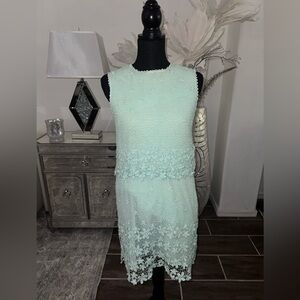 Elegant Mint Green Lace Dress